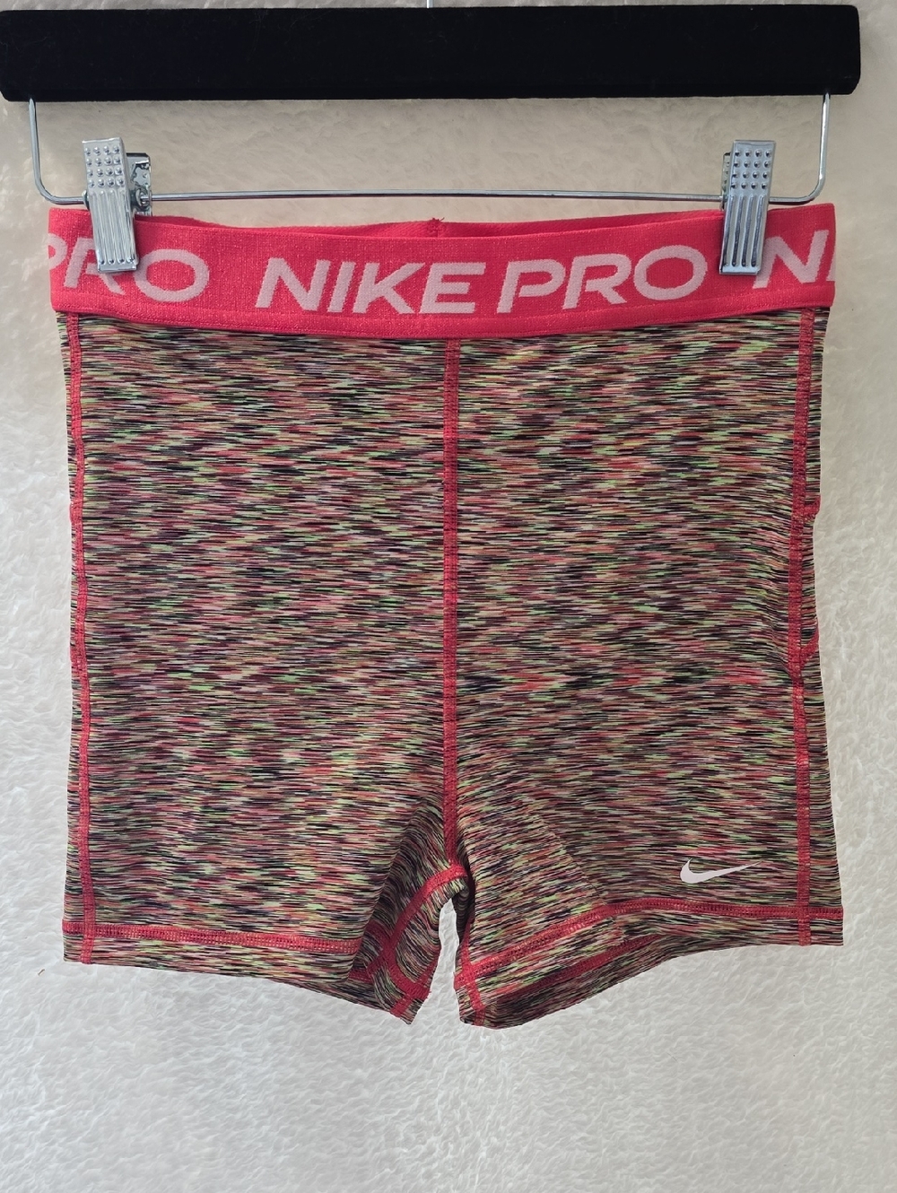 Nike Pro Multi-Color Space-Dye Athletic Shorts with Pink Waistband